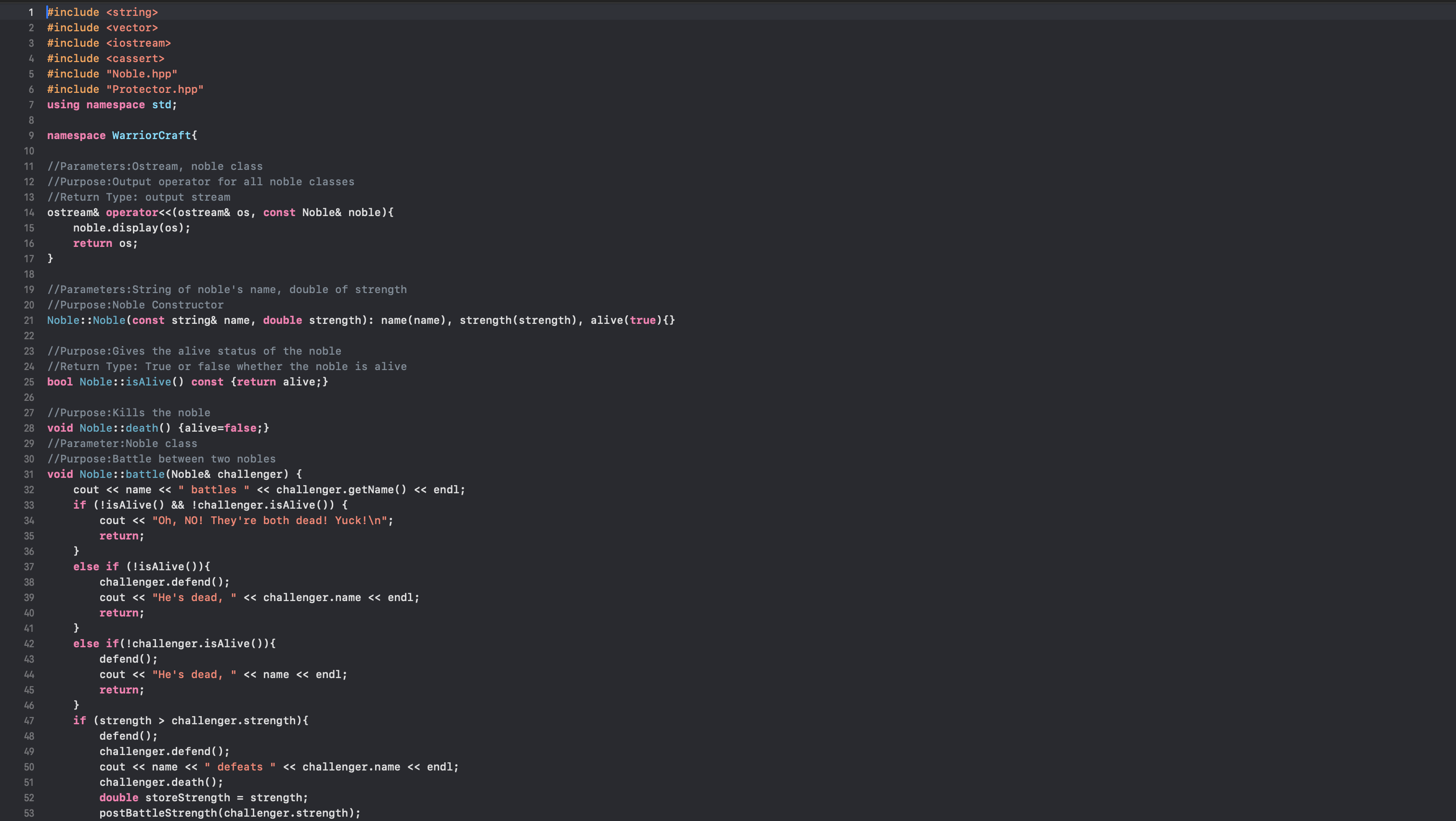 Screenshot of Noble C++ File