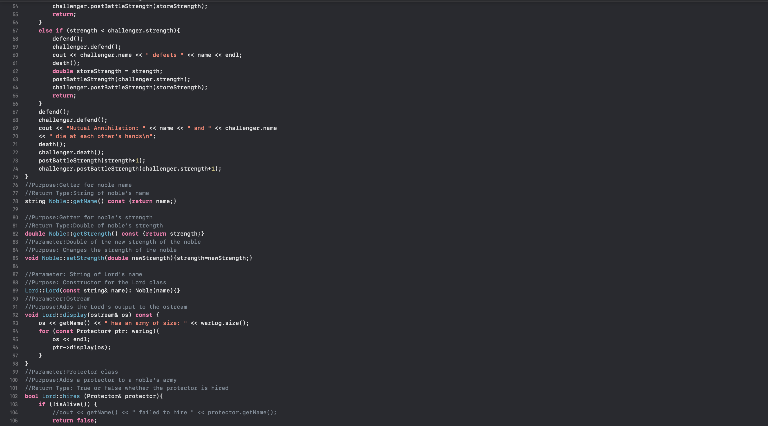 Screenshot of Noble C++ File