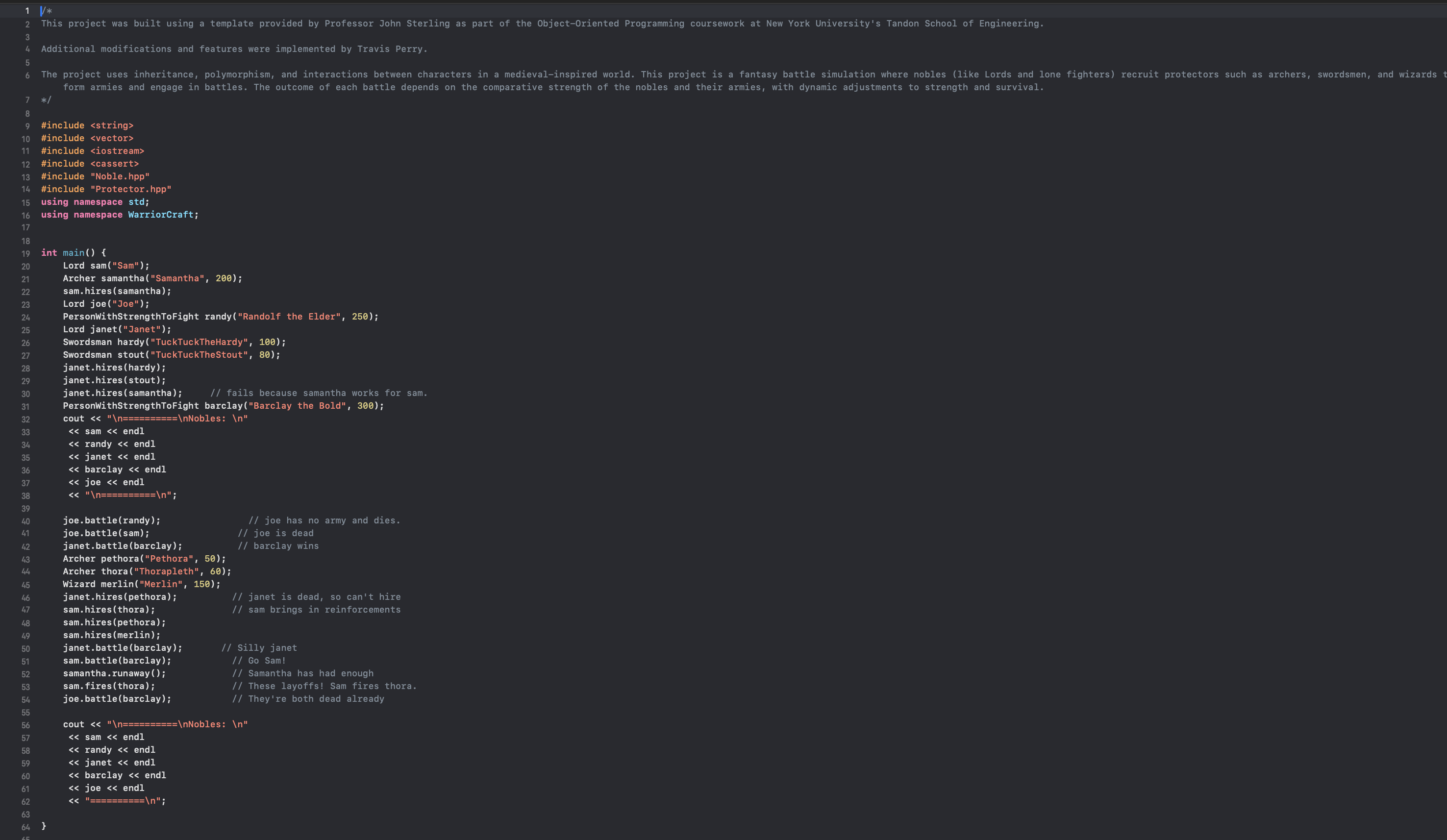 Screenshot of Test Code